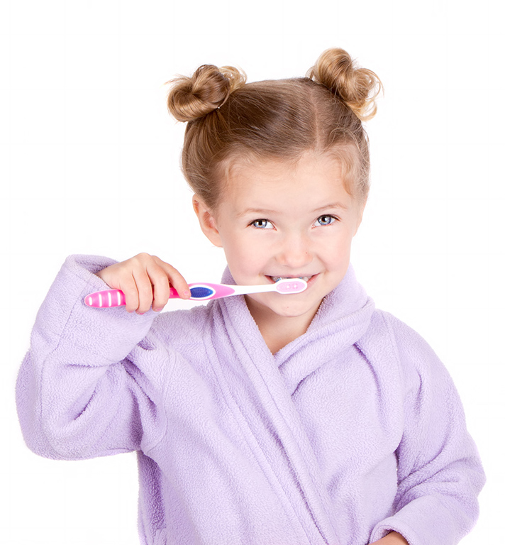Cute Little Girl Brushing Her Teeth