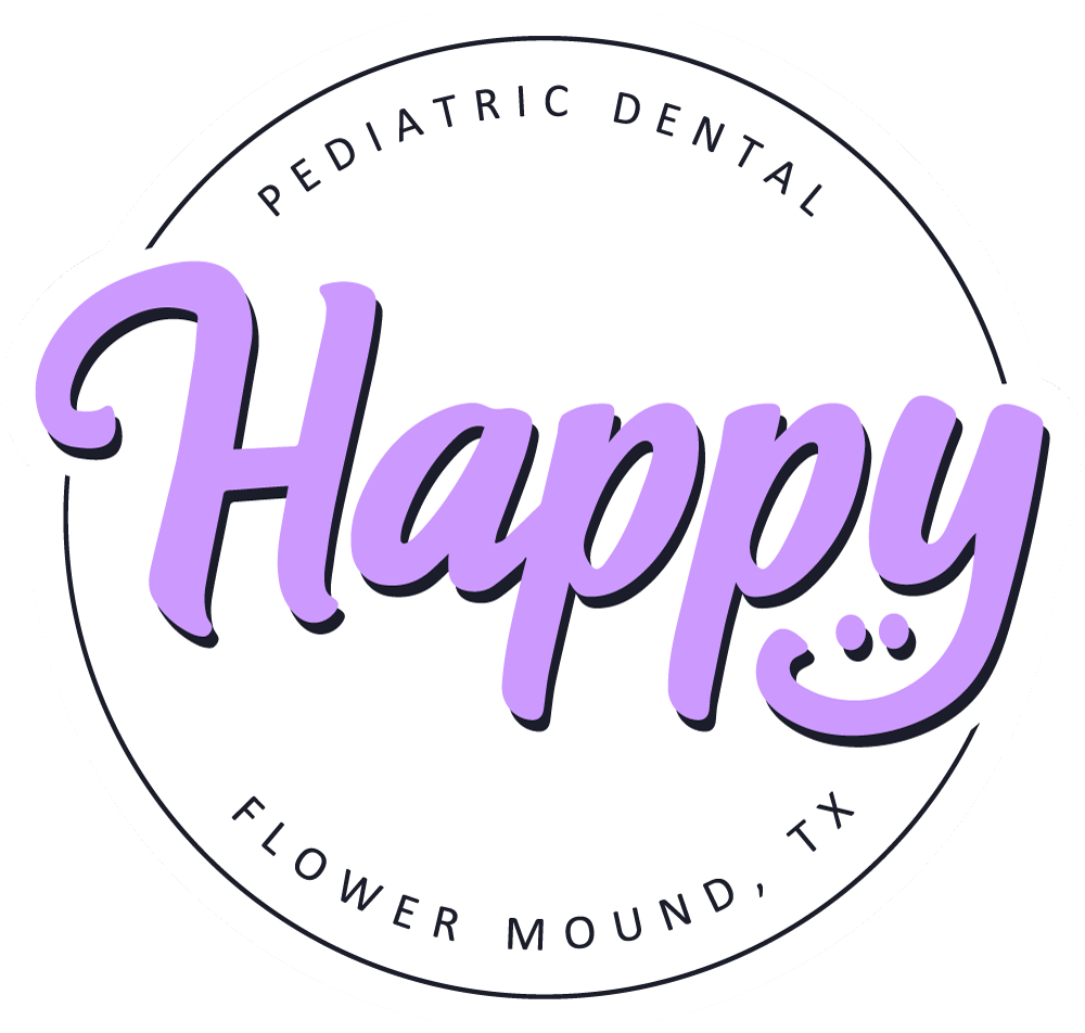 Happy Pediatric Dental Of Flower Mound White Logo